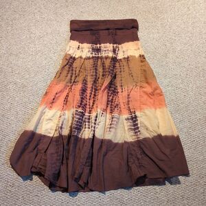 Vintage Tracy Evans Tie Dye Maxi Skirt Womens Medium Brown Boho Hippie Festival